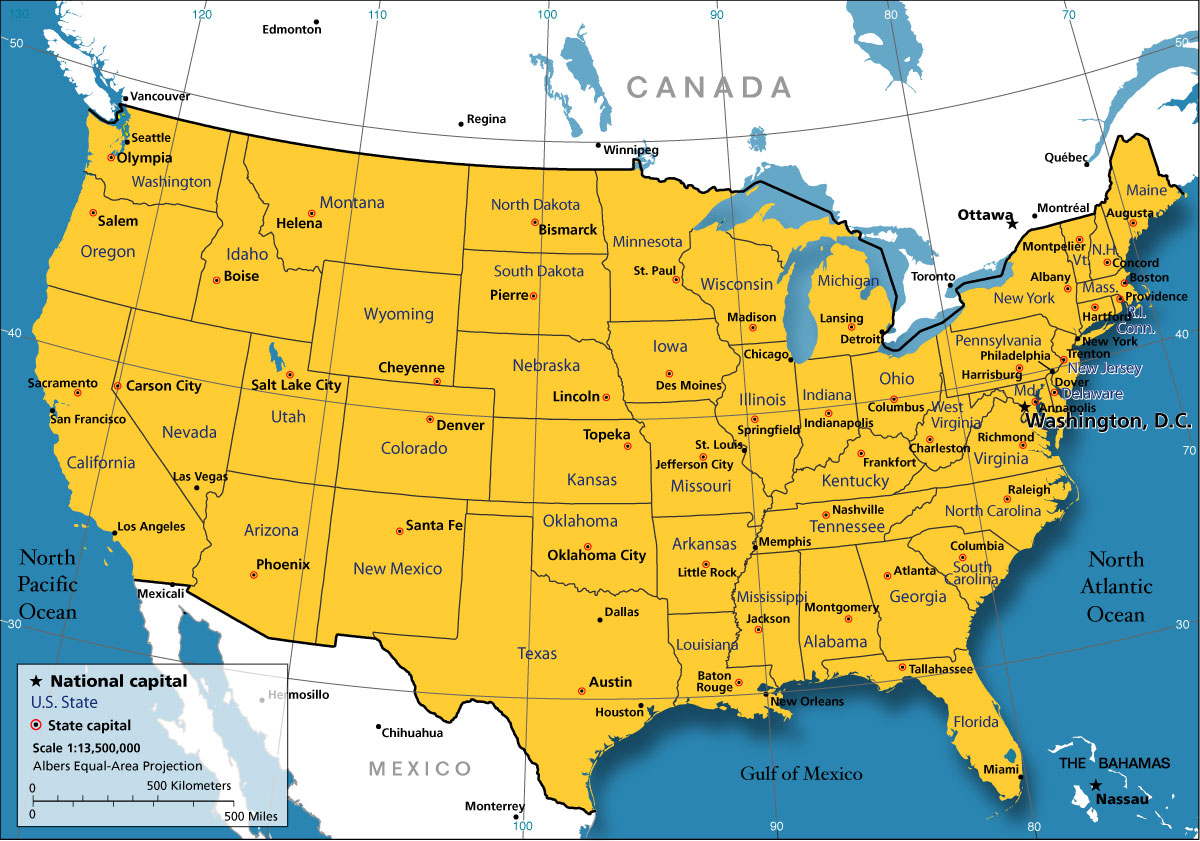 carte des etats unis d'amerique
